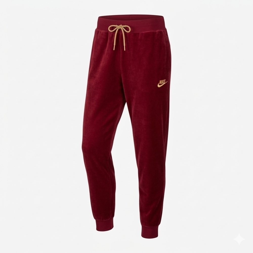 Nike Women’s Sportswear Velour Heritage Joggers Burgandy Red/Gold Womens Medium - Picture 2 of 8